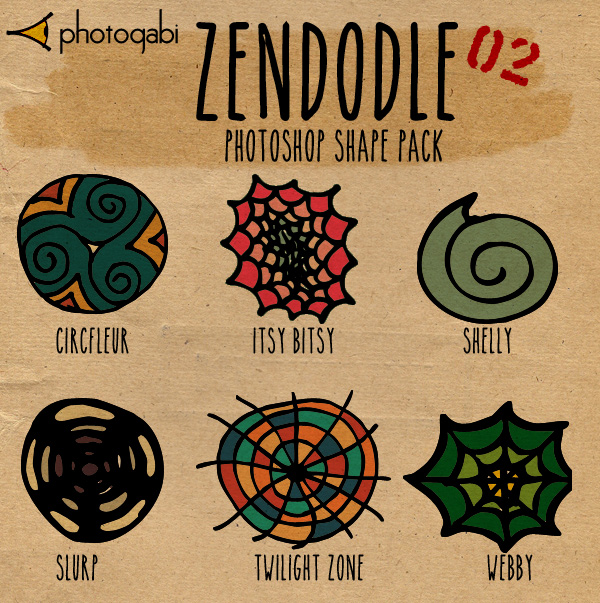 FREE FRIDAY – Zendoodle Custom Shape Pack for Photoshop Vol 02