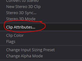 Clip Attributes Menu