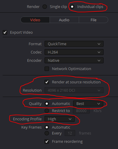 export video settings for slow motion