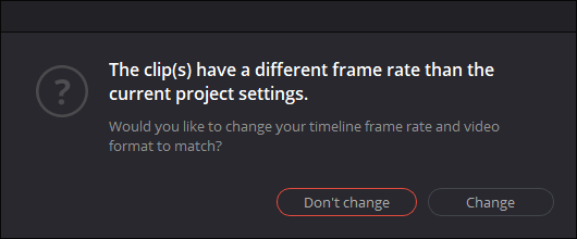 Various frame rate warning